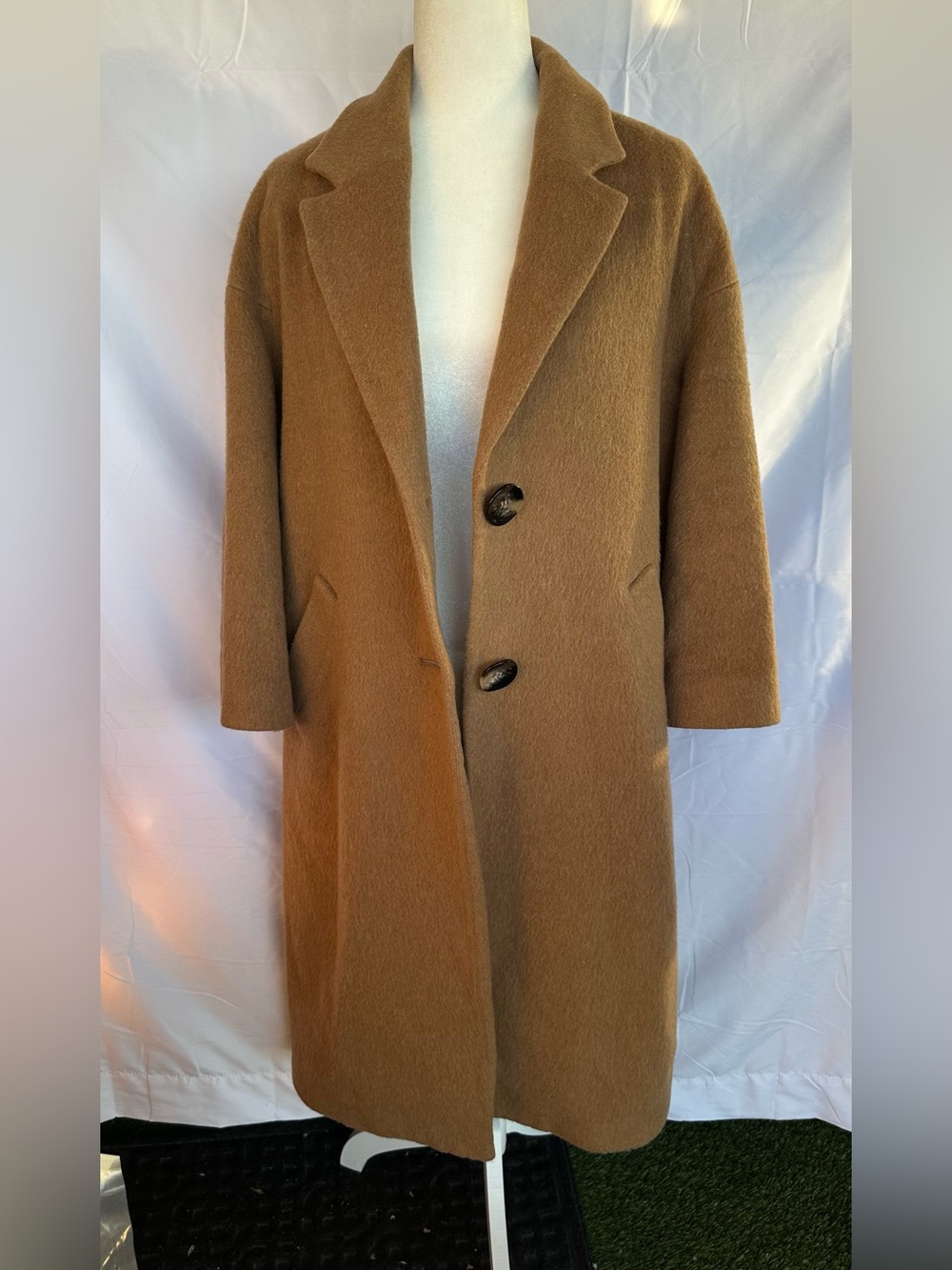 Zara Women's Camel Brown Single-Breasted Pea Coat